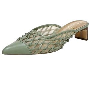 Sam Edelman 7.5 Snyder Jade Nappa Mesh Block Heel Sandal High Heels
